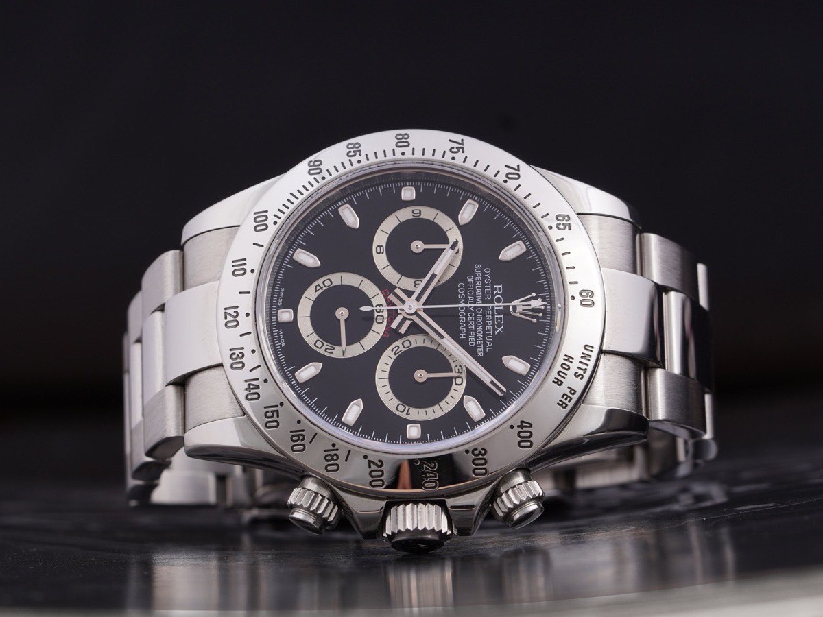 Stainless steel Rolex Daytona 116520 with black dial